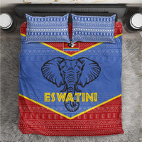 Eswatini Elephant Bedding Set with Tribal Print and National Flag Details