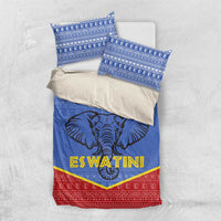 Eswatini Elephant Bedding Set with Tribal Print and National Flag Details