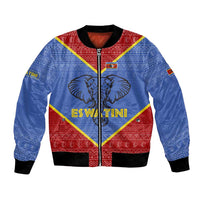 Eswatini Elephant Bomber Jacket with Tribal Print and National Flag Details