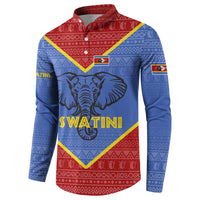 Eswatini Elephant Button Sweatshirt with Tribal Print and National Flag Details