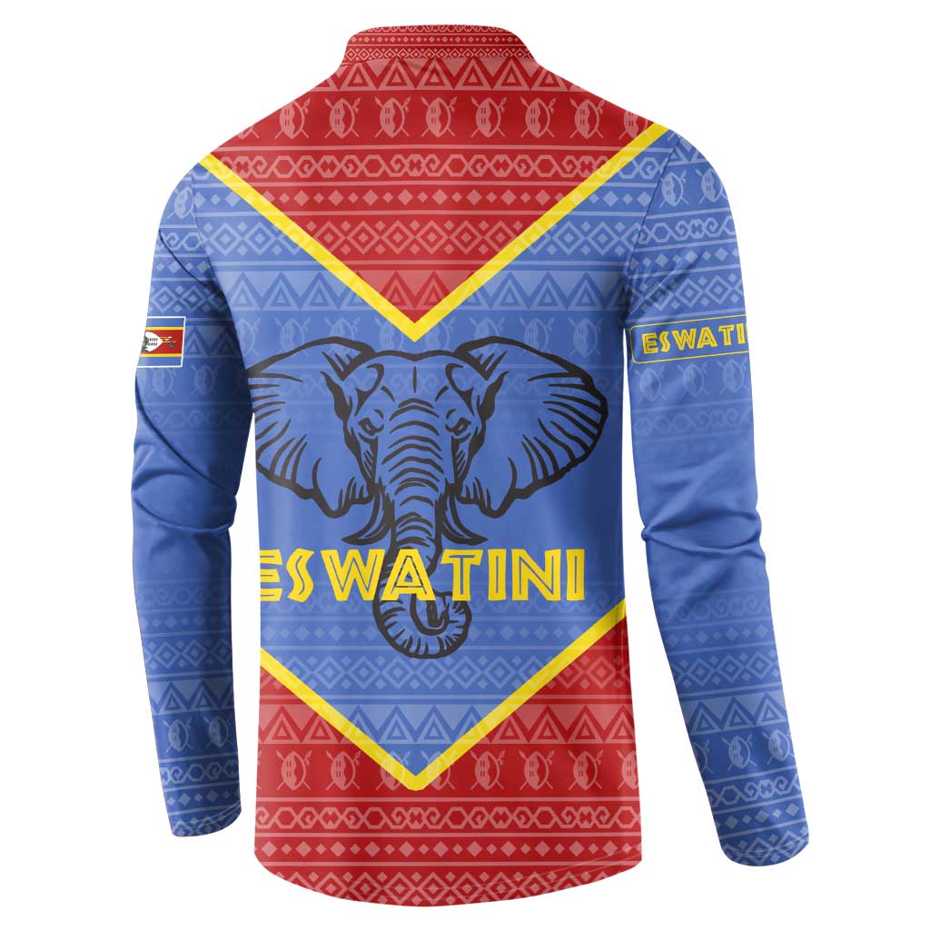Eswatini Elephant Button Sweatshirt with Tribal Print and National Flag Details