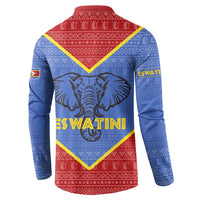 Eswatini Elephant Button Sweatshirt with Tribal Print and National Flag Details