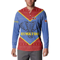 Eswatini Elephant Button Sweatshirt with Tribal Print and National Flag Details
