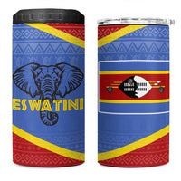 Eswatini Elephant 4 in 1 Can Cooler Tumbler with Tribal Print and National Flag Details