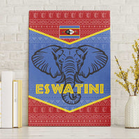 Eswatini Elephant Canvas Wall Art with Tribal Print and National Flag Details