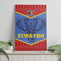 Eswatini Elephant Canvas Wall Art with Tribal Print and National Flag Details