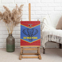 Eswatini Elephant Canvas Wall Art with Tribal Print and National Flag Details