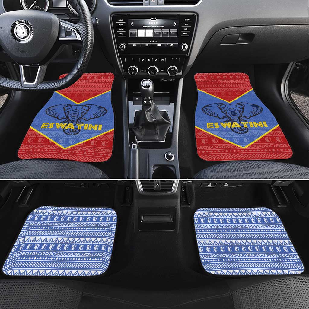 Eswatini Elephant Car Mats with Tribal Print and National Flag Details