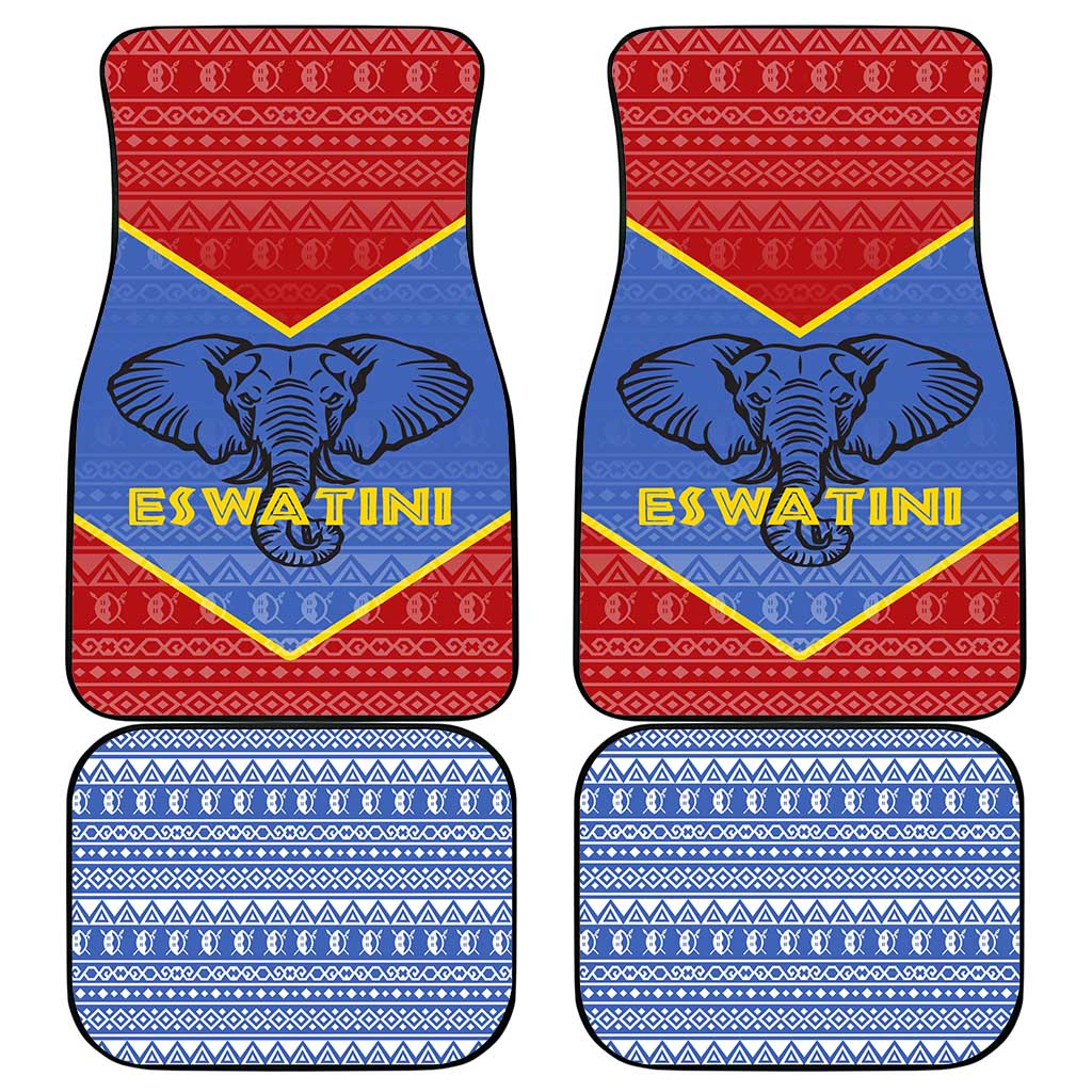Eswatini Elephant Car Mats with Tribal Print and National Flag Details