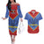 Eswatini Elephant Couples Matching Off The Shoulder Long Sleeve Dress and Hawaiian Shirt with Tribal Print and National Flag Details
