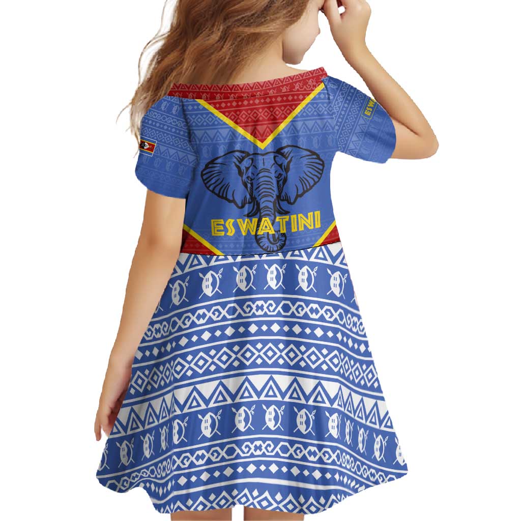 Eswatini Elephant Family Matching Mermaid Dress and Hawaiian Shirt with Tribal Print and National Flag Details