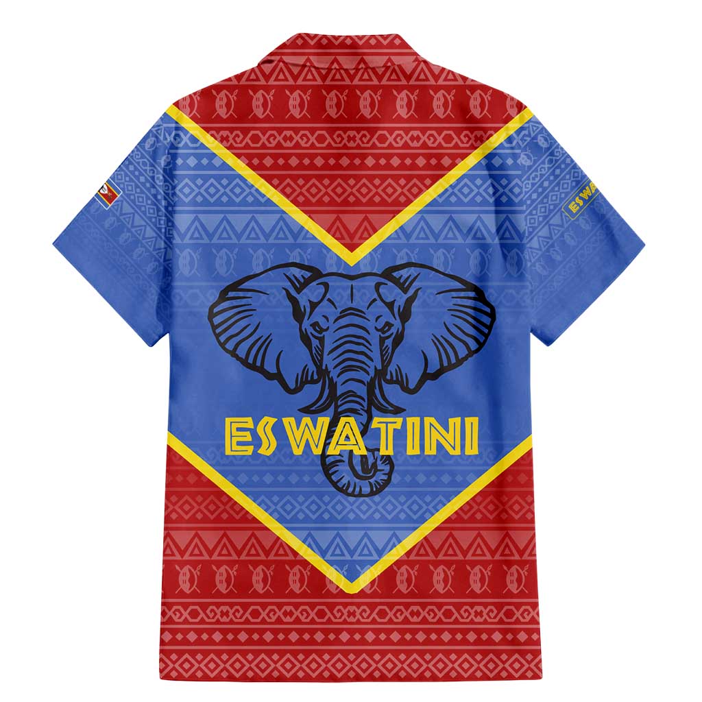 Eswatini Elephant Family Matching Mermaid Dress and Hawaiian Shirt with Tribal Print and National Flag Details