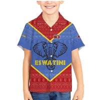 Eswatini Elephant Family Matching Mermaid Dress and Hawaiian Shirt with Tribal Print and National Flag Details