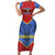 Eswatini Elephant Family Matching Short Sleeve Bodycon Dress and Hawaiian Shirt with Tribal Print and National Flag Details