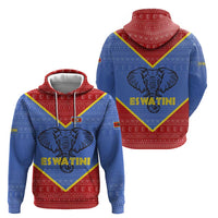 Eswatini Elephant Hoodie with Tribal Print and National Flag Details