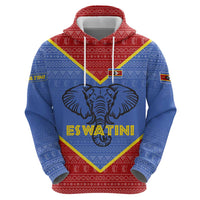 Eswatini Elephant Hoodie with Tribal Print and National Flag Details