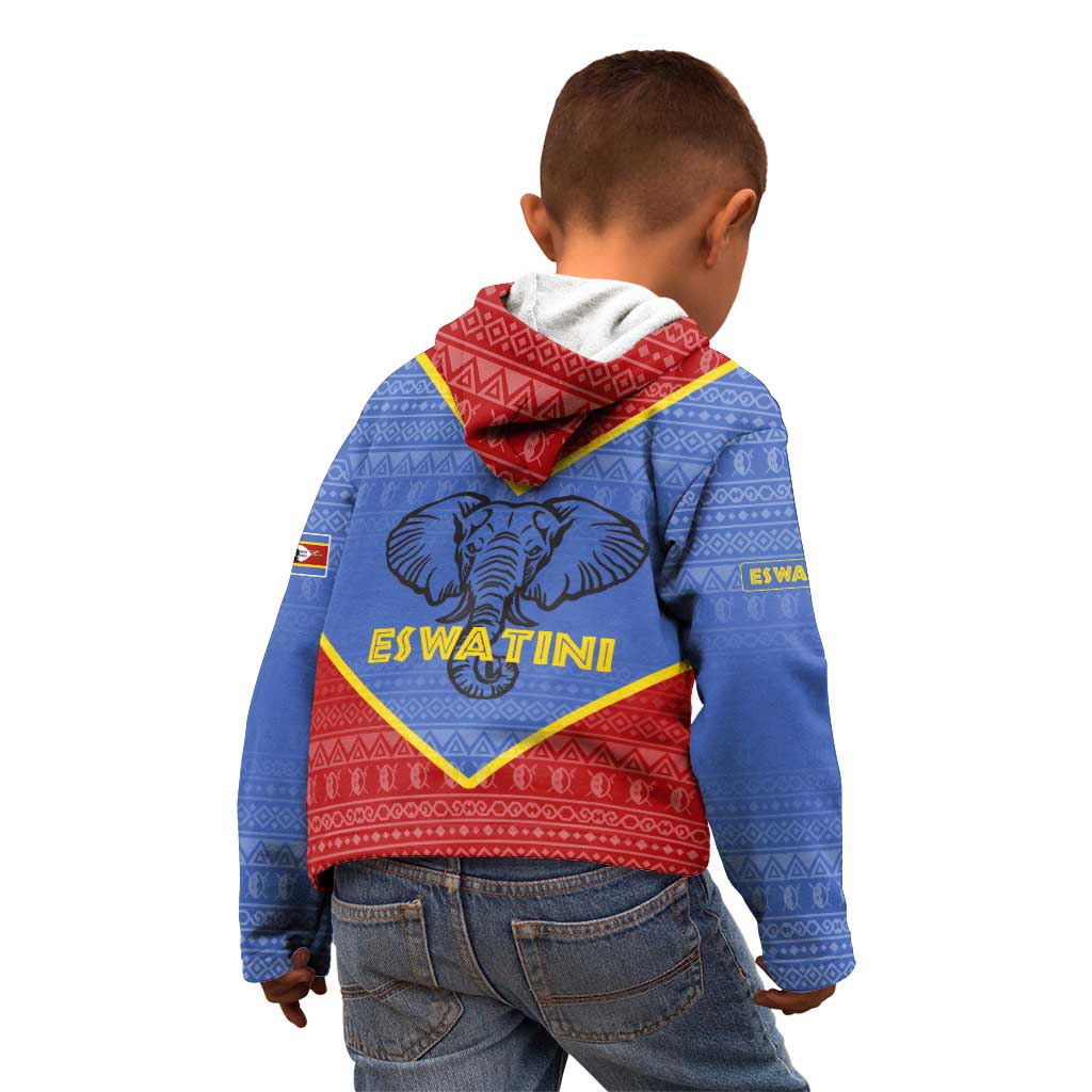 Eswatini Elephant Kid Hoodie with Tribal Print and National Flag Details