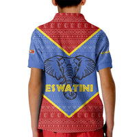 Eswatini Elephant Kid Polo Shirt with Tribal Print and National Flag Details