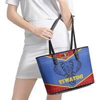 Eswatini Elephant Leather Tote Bag with Tribal Print and National Flag Details