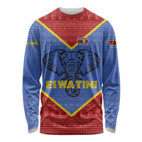 Eswatini Elephant Long Sleeve Shirt with Tribal Print and National Flag Details