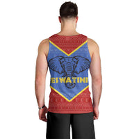 Eswatini Elephant Men Tank Top with Tribal Print and National Flag Details