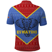 Eswatini Elephant Polo Shirt with Tribal Print and National Flag Details