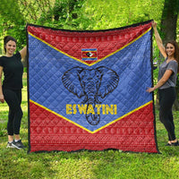Eswatini Elephant Quilt with Tribal Print and National Flag Details