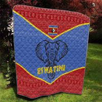 Eswatini Elephant Quilt with Tribal Print and National Flag Details