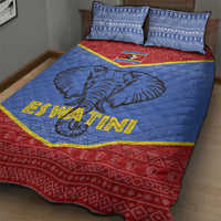 Eswatini Elephant Quilt Bed Set with Tribal Print and National Flag Details