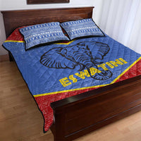 Eswatini Elephant Quilt Bed Set with Tribal Print and National Flag Details