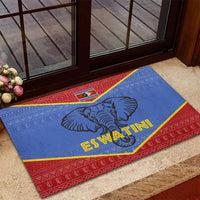 Eswatini Elephant Rubber Doormat with Tribal Print and National Flag Details