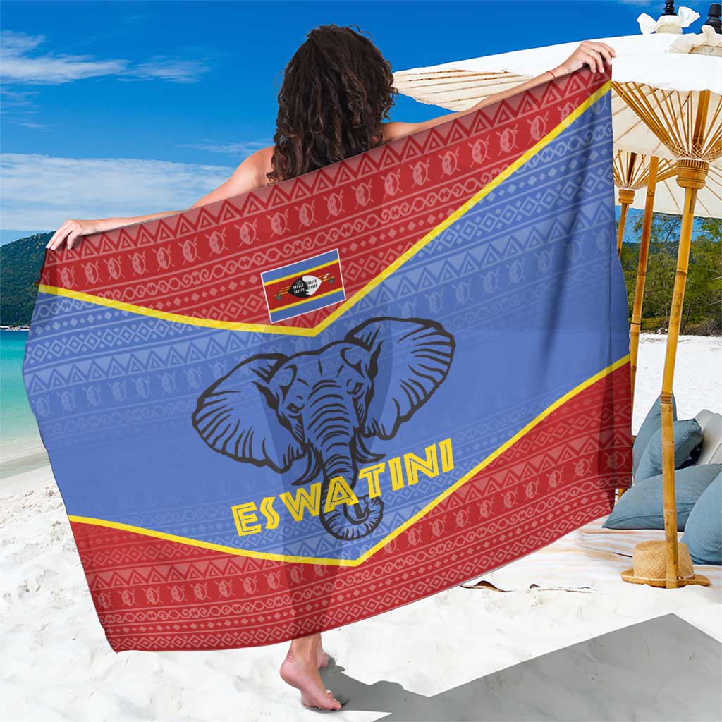 Eswatini Elephant Sarong with Tribal Print and National Flag Details