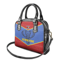 Eswatini Elephant Shoulder Handbag with Tribal Print and National Flag Details