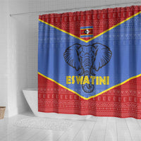 Eswatini Elephant Shower Curtain with Tribal Print and National Flag Details