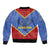 Eswatini Elephant Sleeve Zip Bomber Jacket with Tribal Print and National Flag Details