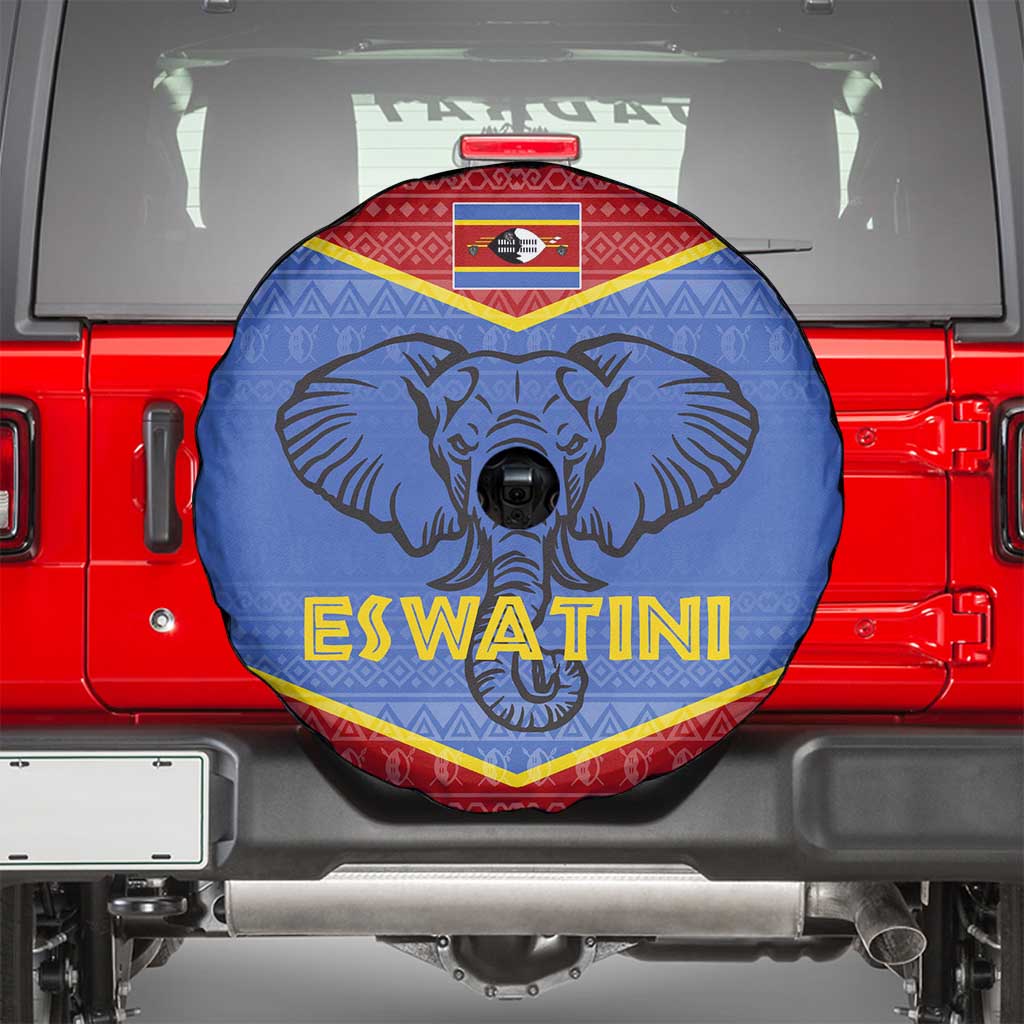 Eswatini Elephant Spare Tire Cover with Tribal Print and National Flag Details