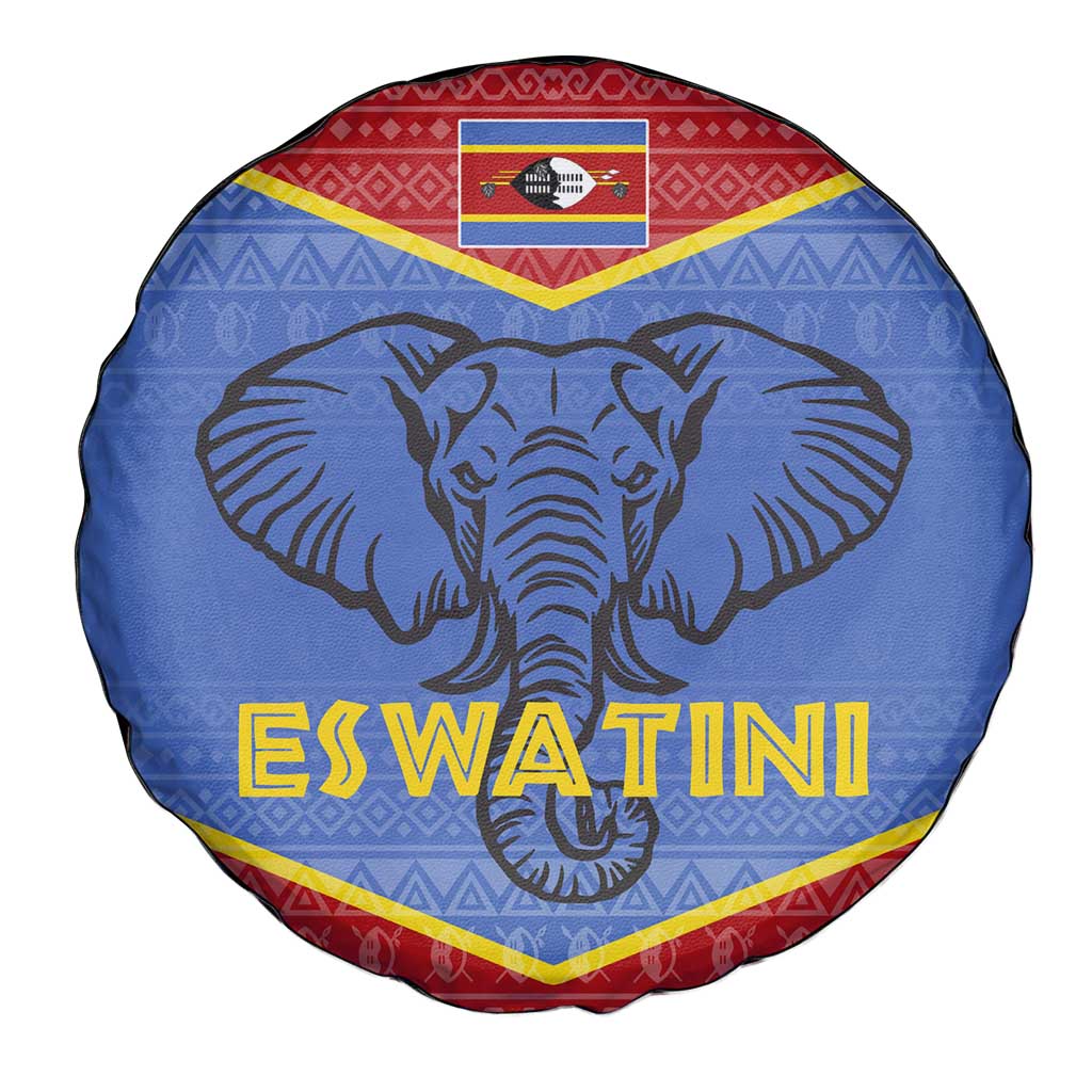 Eswatini Elephant Spare Tire Cover with Tribal Print and National Flag Details