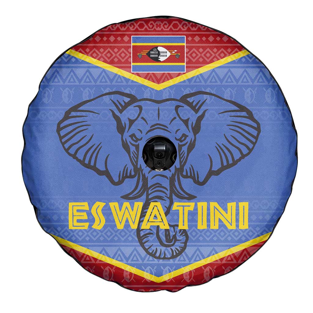 Eswatini Elephant Spare Tire Cover with Tribal Print and National Flag Details