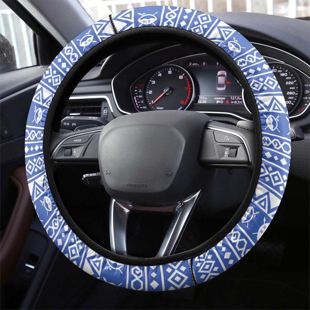 Eswatini Elephant Steering Wheel Cover with Tribal Print and National Flag Details
