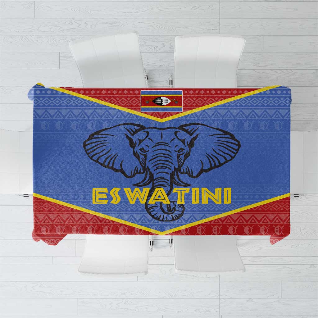 Eswatini Elephant Tablecloth with Tribal Print and National Flag Details