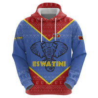 Eswatini Elephant Zip Hoodie with Tribal Print and National Flag Details