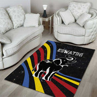 Eswatini Elephant Area Rug with Cosmic Background and Swazi Flag Colors