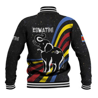 Eswatini Elephant Baseball Jacket with Cosmic Background and Swazi Flag Colors