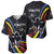 Eswatini Elephant Baseball Jersey with Cosmic Background and Swazi Flag Colors