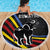 Eswatini Elephant Beach Blanket with Cosmic Background and Swazi Flag Colors