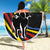 Eswatini Elephant Beach Blanket with Cosmic Background and Swazi Flag Colors
