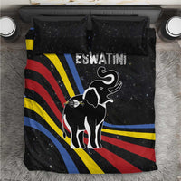 Eswatini Elephant Bedding Set with Cosmic Background and Swazi Flag Colors