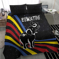 Eswatini Elephant Bedding Set with Cosmic Background and Swazi Flag Colors