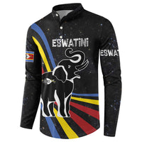 Eswatini Elephant Button Sweatshirt with Cosmic Background and Swazi Flag Colors