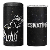 Eswatini Elephant 4 in 1 Can Cooler Tumbler with Cosmic Background and Swazi Flag Colors